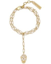 McQueen - Pavé Skull Chain Bracelet - Lyst