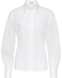 Brunello Cucinelli - Sheer-sleeved Shirt - Lyst