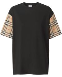 Burberry Vintage Check Detail Cotton Blend Sweatshirt in White Lyst