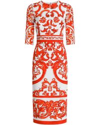 Dolce & Gabbana - Dolce & Gabbana Maiolica Print Charmeuse Dress - Lyst