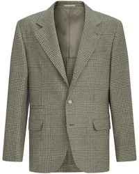 Brunello Cucinelli - Wool-Cashmere-Blend Check Blazer - Lyst