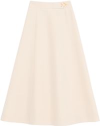 Valentino - Wool-Silk Crepe Midi Skirt - Lyst