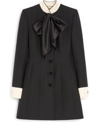 Valentino - Wool-Silk Crepe Mini Shirt Dress - Lyst