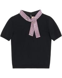 Valentino - Virgin Wool Embellished Neck Sweater - Lyst