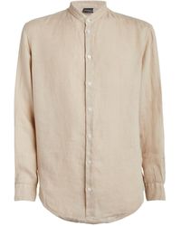 Emporio Armani - Linen Band-collar Shirt - Lyst