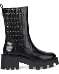Kurt Geiger - Patent Leather Studded Chelsea Ankle Boots - Lyst