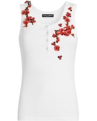 Dolce & Gabbana - Cotton Embellished Tank Top - Lyst