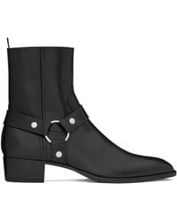 Saint Laurent - Leather Wyatt Harness Boots 40 - Lyst