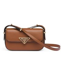 Prada - Leather Emblème Shoulder Bag - Lyst