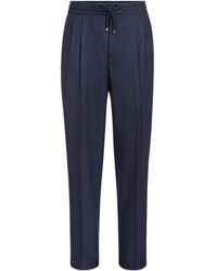 Brunello Cucinelli - Virgin Wool Pleated Drawstring Trousers - Lyst