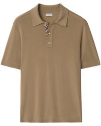 Burberry - Wool Check-Detail Polo Shirt - Lyst