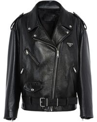 Prada - Nappa Leather Biker Jacket - Lyst