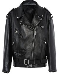 Prada - Nappa Leather Biker Jacket - Lyst