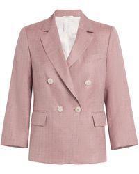 Eleventy - Wool-Silk-Linen Double-Breasted Blazer - Lyst