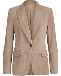 Brunello Cucinelli - Suede Monili-Detail Blazer - Lyst