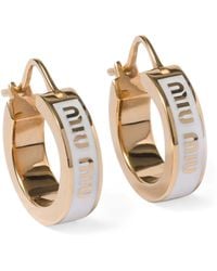 Miu Miu - Enamelled Logo Hoop Earrings - Lyst