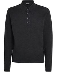 Lemaire - Merino Wool Long-Sleeve Polo Shirt - Lyst
