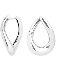 Astrid & Miyu - Rhodium-plated Silver Molten Hoop Earrings - Lyst
