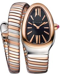 BVLGARI - Rose Gold And Stainless Steel Serpenti Tubogas Watch 35mm - Lyst