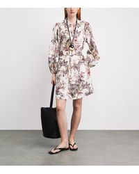 L'Agence Malika Linen-Blend Shirt Dress in Blue | Lyst