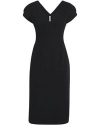Jil Sander - Wool Sablé V-Neck Midi Dress - Lyst