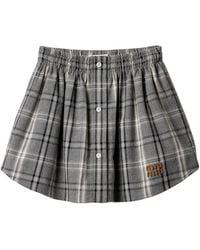Miu Miu - Cotton Flannel Mini Skirt - Lyst