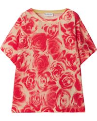 Burberry - Kids Linen-cotton Rose Print T-shirt - Lyst