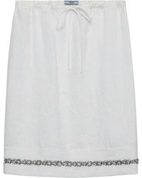 Prada - Linen Embellished Midi Skirt - Lyst