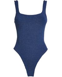 Hunza G - Metallic Square-neck Swimsuit - Lyst