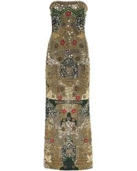 Alice + Olivia - Hand-Embroidered Delora Column Gown - Lyst