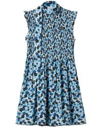 Miu Miu - Silk Floral Print Mini Dress - Lyst