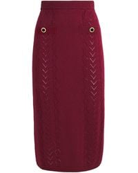 Alessandra Rich - Merino Wool Lace-Knit Midi Skirt - Lyst