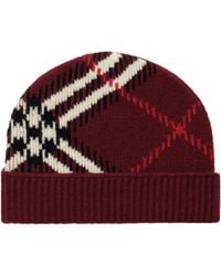 Burberry - Cashmere-Blend Check Beanie - Lyst