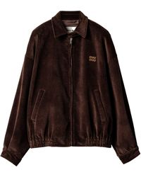 Miu Miu - Corduroy Logo Blouson Jacket - Lyst