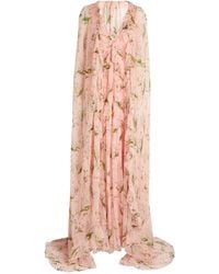 Carolina Herrera - Floral V-neck Gown With Detachable Cape - Lyst