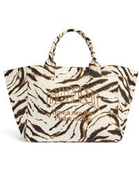 Ganni - Large Canvas Zebra Tote Bag - Lyst