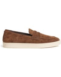 Canali - Suede Penny Loafers - Lyst