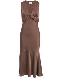 Claudie Pierlot - Satin V-Neck Midi Dress - Lyst