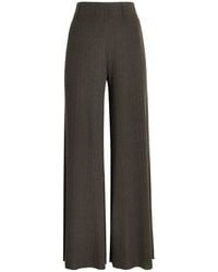 Agnona - Cashmere-Wool-Silk Corteccia Stitch Trousers - Lyst