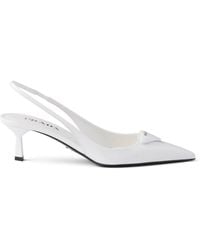 Prada - Patent Leather Slingback Pumps 55 - Lyst
