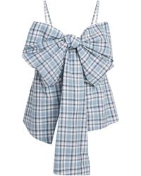 Acne Studios - Cotton Check Bow Blouse - Lyst
