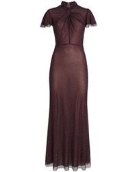 Self-Portrait - Rhinestone-Embellished Fishnet Midi Dress - Lyst