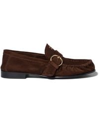 Miu Miu - Suede Side-Buckle Loafers - Lyst