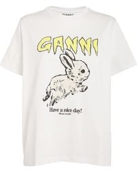 Ganni - Bunny Print T-shirt - Lyst