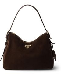 Prada - Medium Suede Aimée Shoulder Bag - Lyst