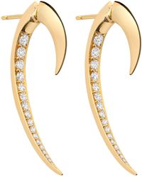 Shaun Leane - Yellow Gold And Diamond Hook Fine Earrings - Lyst