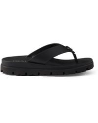 Prada - Rubber Logo Thong Sandals - Lyst