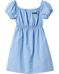Miu Miu - Cotton Poplin Check Mini Dress - Lyst