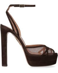 Aquazzura - Suede Shear Plateau Sandals 130 - Lyst