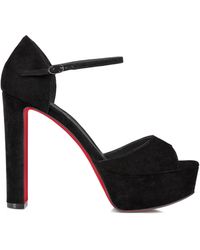 Christian Louboutin - Sandaloo Velvet Peep Toe Sandals 130 - Lyst